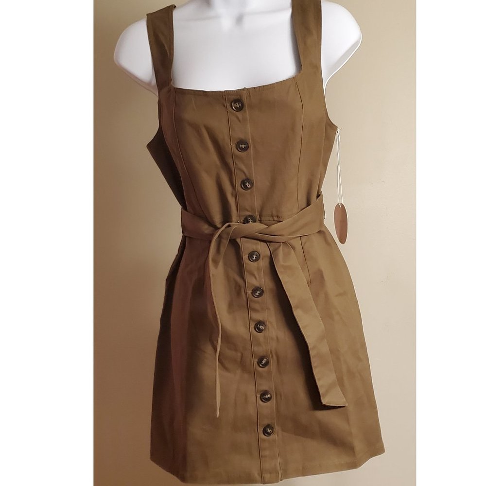 WILD HONEY Brown Utility Mini Dress - M (NWT)
